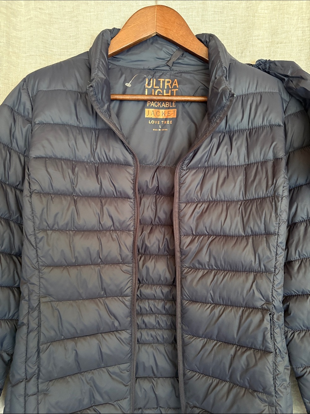 Love Tree Women Ultra Light Packable Puffer Jacket - Navy Blue
